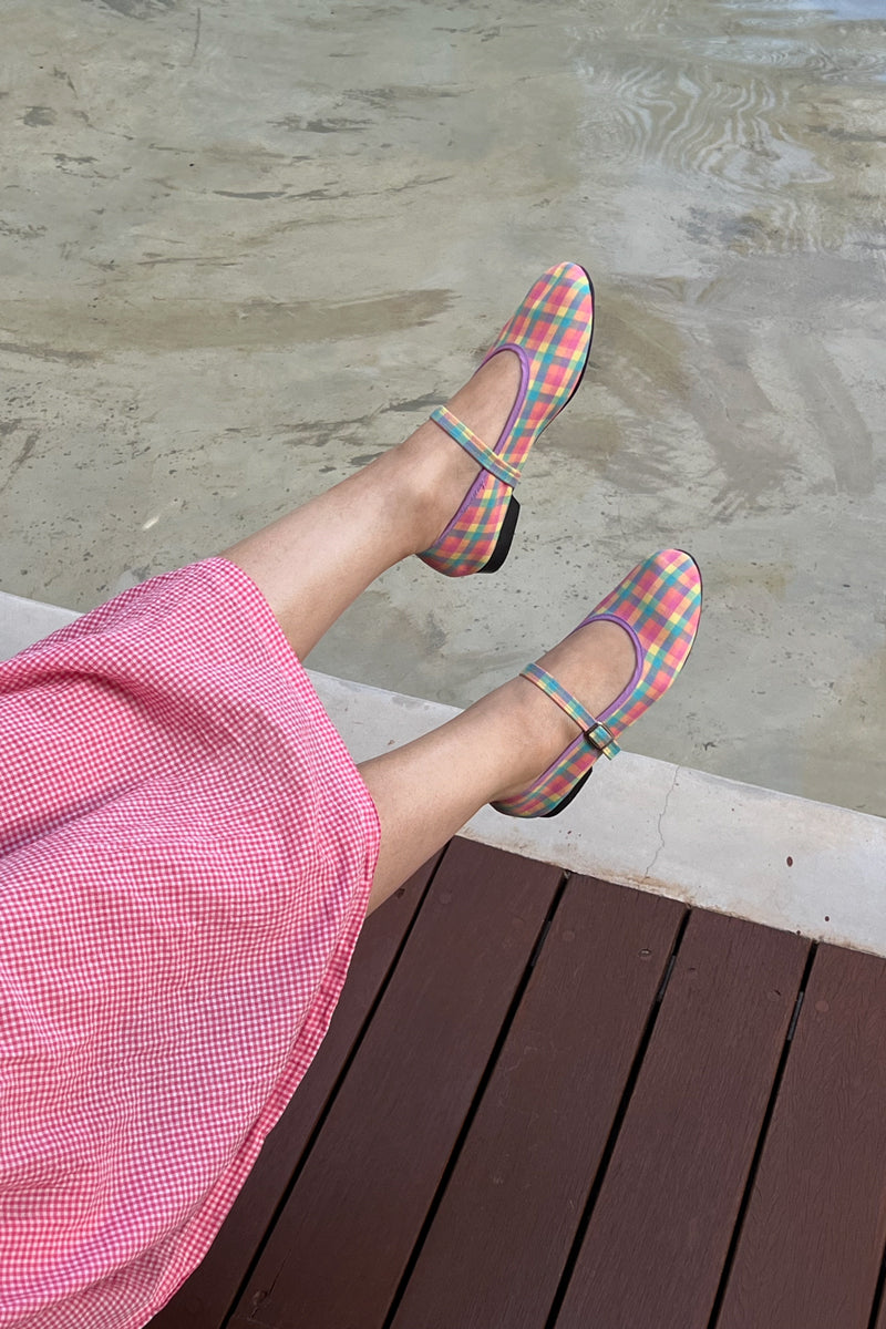 mary jane flats - lavender pink gingham