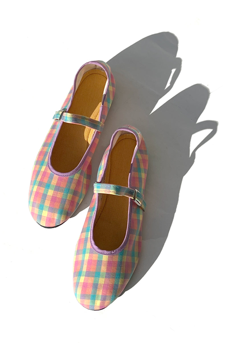 mary jane flats - lavender pink gingham