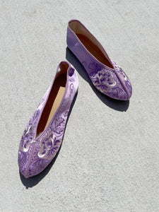 embroidered theater shoes - lavender