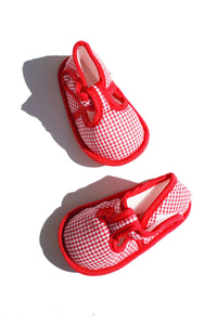 baby shoes - red gingham