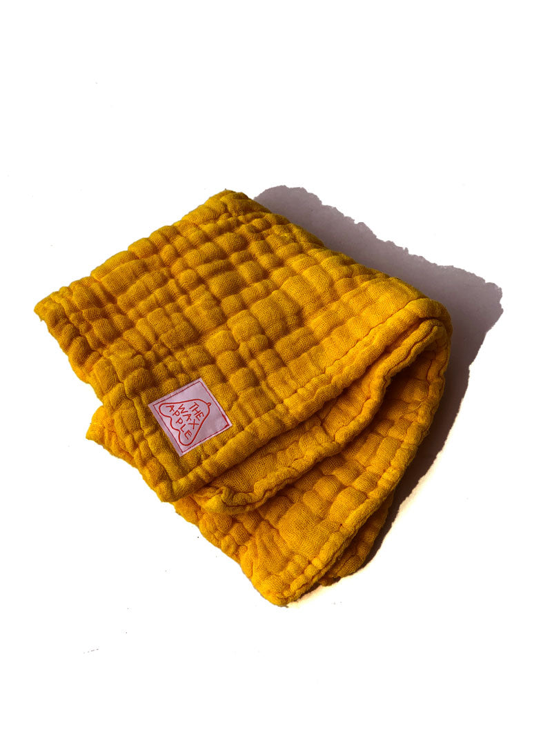 cotton gauze towel - turmeric golden yellow