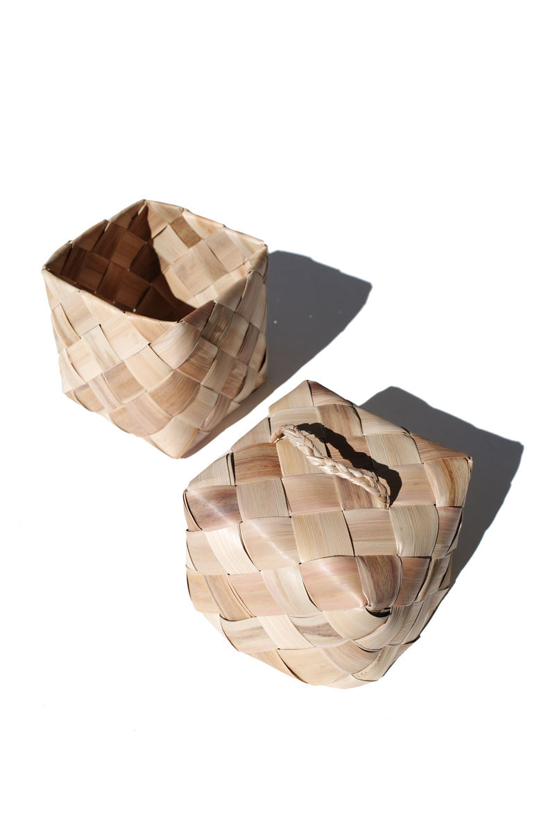 shell ginger woven basket - box