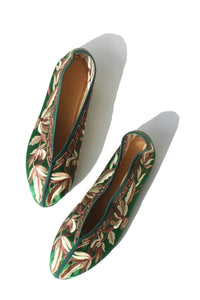 embroidered theater shoes - green