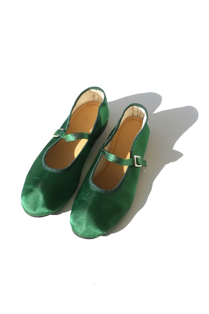 mary jane flats - satin green The Wax Apple mary jane flats - satin green The Wax Apple