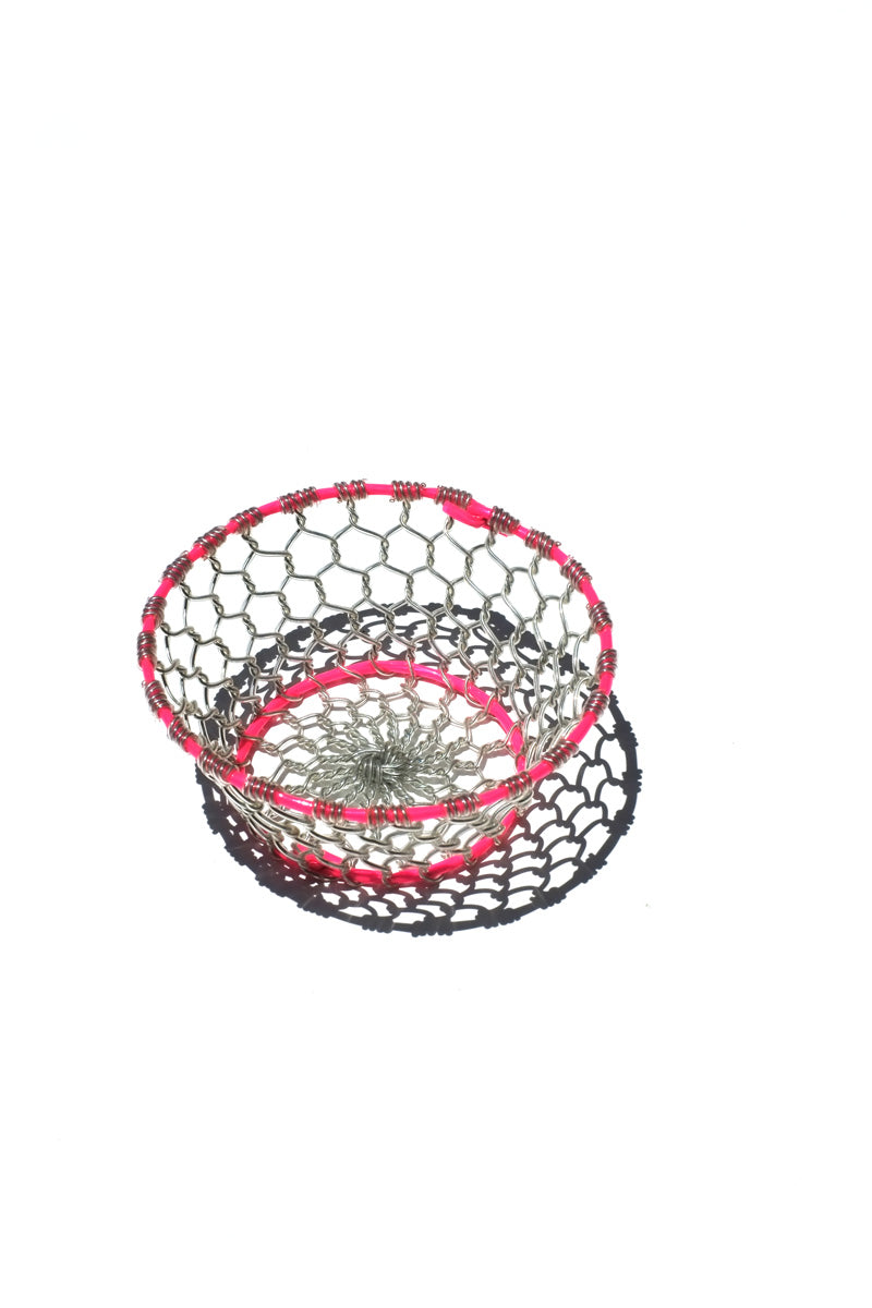 handwoven metal wire basket