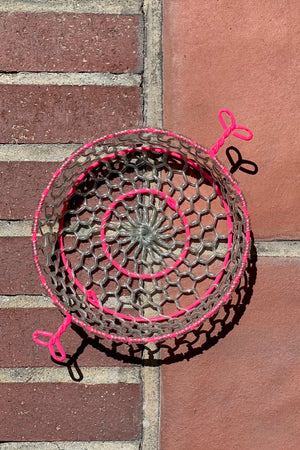 handwoven metal wire basket - infinity handle