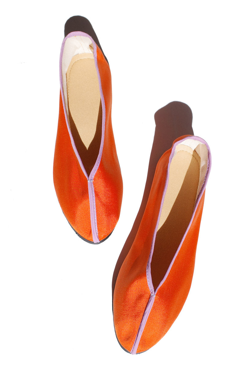 *PREORDER* theater shoes - orange with lilac trim