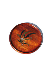 wooden plate - orchid inlay